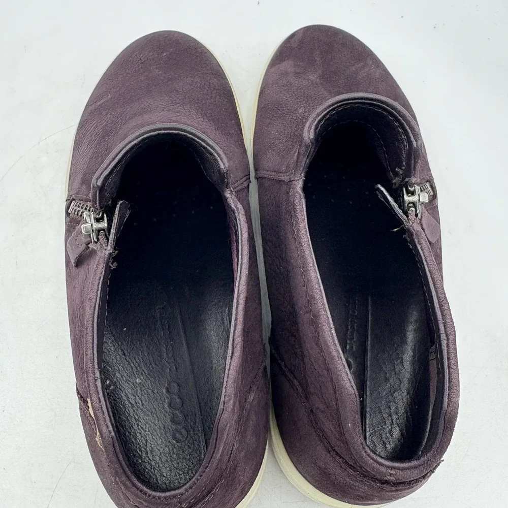 Ecco Sneaker Boot Womens Size 9 Soft 7 Zip Bootie Burgundy Purple Leather